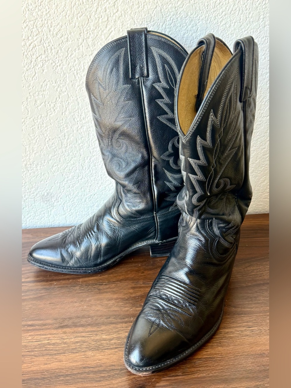 Dan Post Black Leather Western Cowboy Boots Men’s 8.5 EW